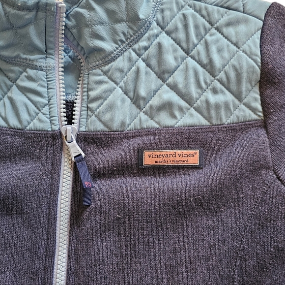 Vineyard Vines Sweater Fleece Quilted Blue Jacket Youth Med (10-12) - Picture 4 of 6